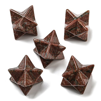 Natural Sesame Jasper Beads, No Hole/Undrilled, Merkaba Star