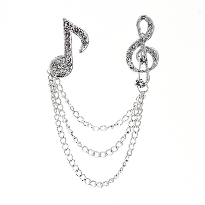 Мужская брошь из сплава на лацкане, с кристально горный хрусталь, для карьеры костюм смокинг рубашки галстук шапка шарф, музыкальная нота