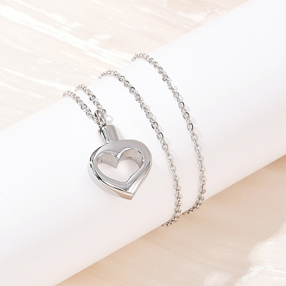 304 подвеска в форме сердца из нержавеющей стали, урна для праха домашних животных, ожерелья, не тускнеет