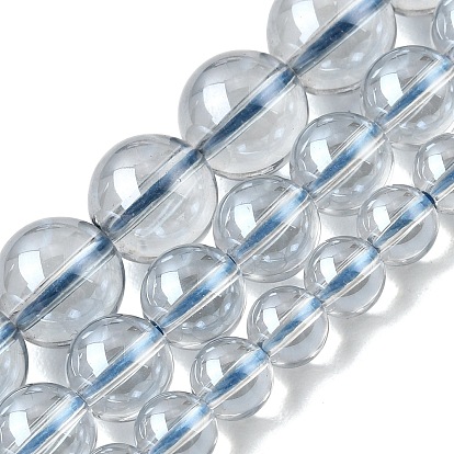 Electroplated Synthetic Quartz Beads Strands, Smooth Round