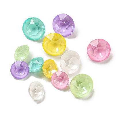 Стеклянные стразы кабошоны, точка назад и задняя пластина, граненые, круглые