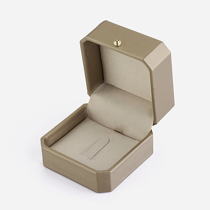 Cajas de regalo del collar de cuero de la pu, con botón de hierro bañado en oro y terciopelo en el interior, para la boda, caja de almacenamiento de joyas