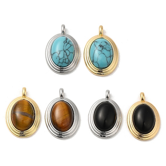 Драгоценный камень подвески, латунные овальные подвески