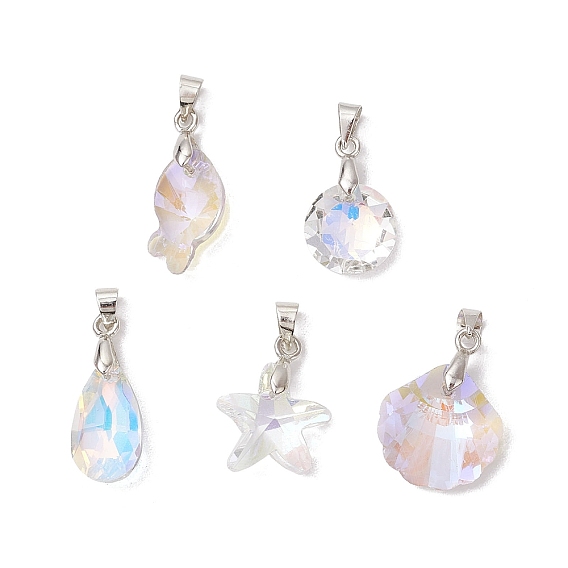 5шт. латунные и стеклянные подвески, очарование серии океан