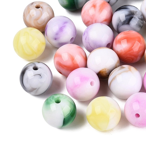 Two Tone Color Opaque Acrylic Beads, Round