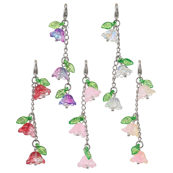 Подвесные украшения из акрила и стекла «Ландыш», Подвеска-застежка-когти омара для украшения сумки