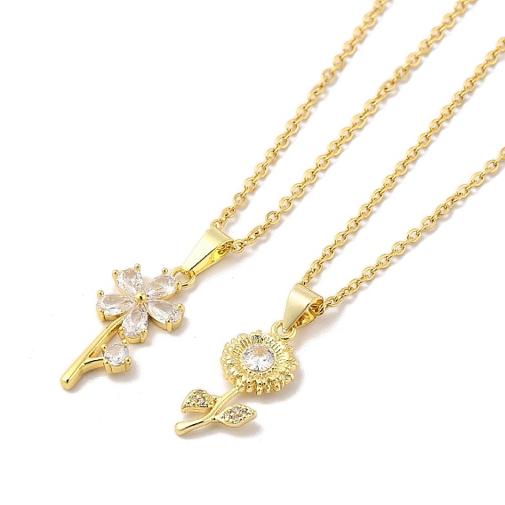 304 подвесные из нержавеющей стали ожерелья, ожерелья с подвесками из латуни с прозрачным кубическим цирконием и микропаве