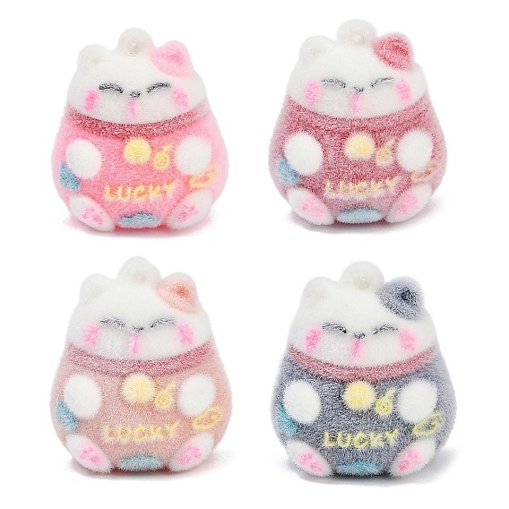 Кулоны из флокированной смолы, манэки-нэко со словом «счастливый»