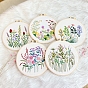 Flower Pattern DIY Embroidery Kits, Including Embroidery Cloth & Thread, Needle, Embroidery Hoop, Instruction Sheet