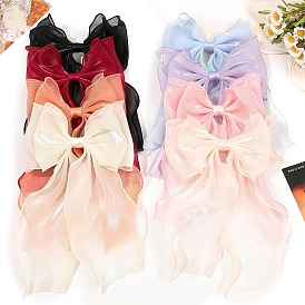 Cloth Long Bowknot Hair Barrettes, Hair Accessories for Women Girls