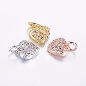 Long-Lasting Plated Brass Micro Pave Cubic Zirconia Charms, Heart