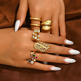 Кольца для женщин с микропаве из латуни и кубическими цирконами