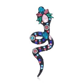 Alloy Colorful Rhinestone Snake Brooch for Women Men