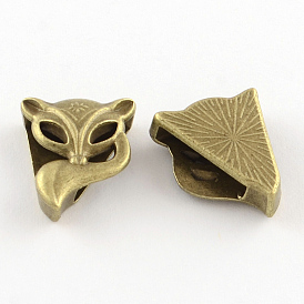 Тибетский стиль лиса сплав шармы скольжения, без кадмия и без свинца, 16.5x14x6 мм, Отверстие : 11x3 мм , около 465 шт / 1000 г