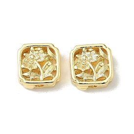 Квадрат с цветочными латунными бусинами, ионное покрытие (ip), долговечный, без свинца и без кадмия