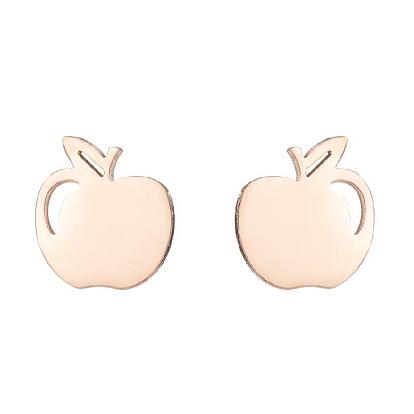 Cute Mini Cherry Apple Earrings Stainless Steel Fruit Jewelry Sweet Accessories