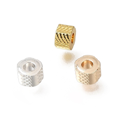 Brass Beads, Textured Hexagon, Rack Plating, Long-Lasting Plated