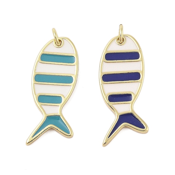 Подвески из латуни с эмалью в стойку, с целью перехода в кольце, долговечный, без кадмия и без свинца, реальный 18 k позолоченный, амулет из рыбы сардина