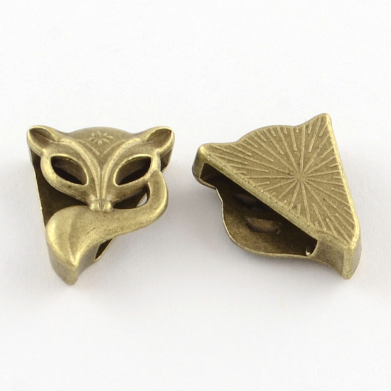 Тибетский стиль лиса сплав шармы скольжения, без кадмия и без свинца, 16.5x14x6 мм, Отверстие : 11x3 мм , около 465 шт / 1000 г