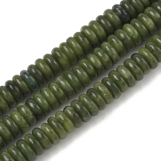 Perles de jade naturel chinois du sud en rangs, rondelle lisse