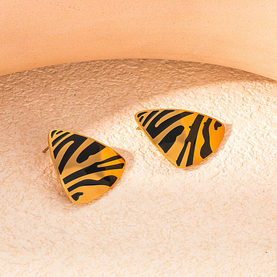 Треугольный леопардовый принт 304 серьги-гвоздики из нержавеющей стали