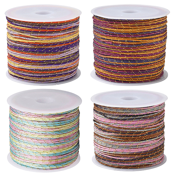 4 рулоны 4 цветные сегментные окрашенные круглые нейлоновые шнуры с китайским узлом, с золотой нитью, для изготовления ювелирных изделий DIY