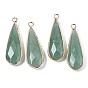 Natural & Synthetic Gemstone Pendants, with Golden Plated Brass Edge and Loop, Teardrop, Faceted