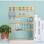 5-Tier Iron Earring Display Stands with Wooden Base, Tabletop Jewelry Organizer Rack for Earrings Storage, Rectangle