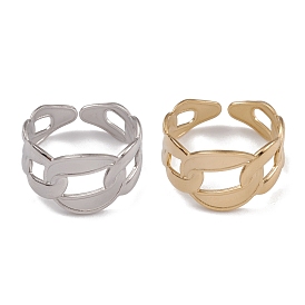304 Stainless Steel Oval Chains Shape Cuff Rings for Women