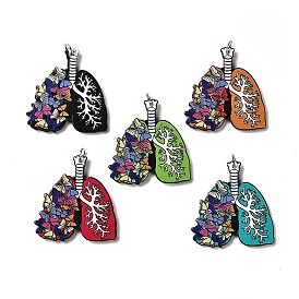 Perfect Printed Acrylic Pendants, with Iron Jump Ring, Lung Charms, Butterfly