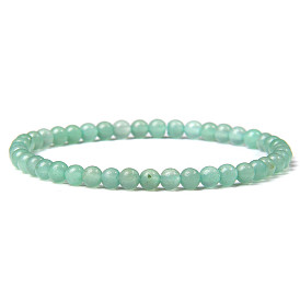 4mm Round Gemstone Beads Bracelet for Men, European and American Retro Simple Versatile Stretch Bracelets