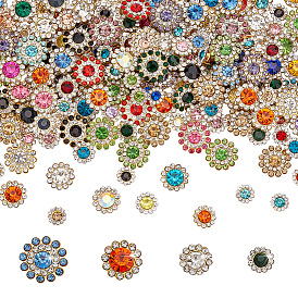 200шт. железные стразы-кабошоны, цветок, золотые