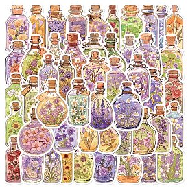 50Pcs PVC Waterproof Stickers, Self-adhesive Decals, for Suitcase, Skateboard, Refrigerator, Helmet, Mobile Phone Shell. Vase with Flower