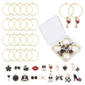 DIY Pendant Earrings Making Kit, Including Alloy Enamel Pendants, Brass Wine Glass Charms Rings