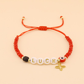 Браслеты из бисера и бусин со словом «счастливые очки», крест-талисман от сглаза ручной работы для женщин