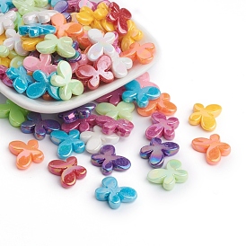 AB Color Plated Acrylic Beads, Butterfly, 13x17.5x4.5mm, Hole: 1.5mm, about 820pcs/500g