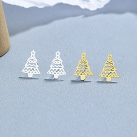 925 полые серьги-гвоздики в форме рождественской елки из стерлингового серебра