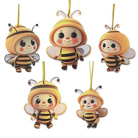 Cute Bees Acrylic Pendant Decoration, Nylon Cord for Car Backpack Home Hanging Ornaments