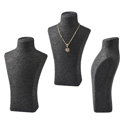 Stereoscopic Necklace Bust Displays, PU Mannequin Jewelry Displays, Covered by Rattan