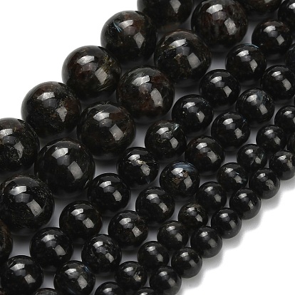 Бусы из натурального глаукофана, круглые