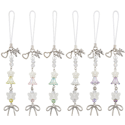 6шт. стеклянные, акриловые и сплавные мобильные ремешки