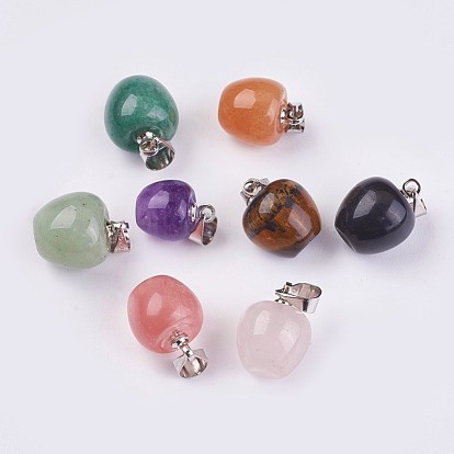 Natural & Synthetic Mixed Stone Charms, with Brass Findings, Apple