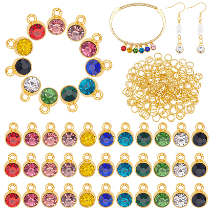 66 шт 11 цвета подвески из сплава, со стеклянными стразами, очарование камня, с 200железными прыгающими кольцами