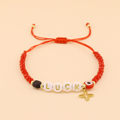 Браслеты из бисера и бусин со словом «счастливые очки», крест-талисман от сглаза ручной работы для женщин