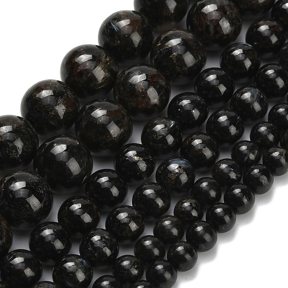 Бусы из натурального глаукофана, круглые