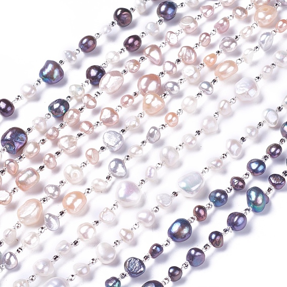 Natural Pearl Beaded Necklaces, with Seed Beads