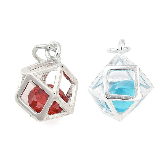 S925 стерлинговое серебро с подвесками из кубического циркония, шестигранный шарм