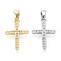 Латунные микропаве прозрачные подвески с фианитом, крест прелести