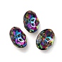 Glass Rhinestone Cabochons, Point Back & Back Plated, Faceted, Oval