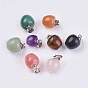Natural & Synthetic Mixed Stone Charms, with Brass Findings, Apple